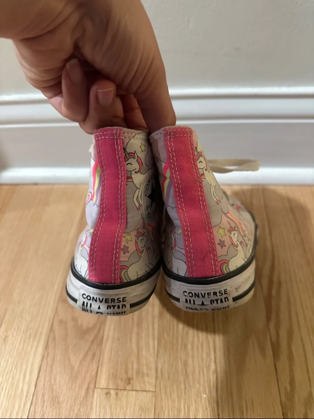Girls Pink Unicorn High Top Converse